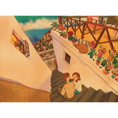 퍼즐코리아 퍼엉 산토리니 골목 일러스트 500피스 직소퍼즐액자 PK500-9503, 퍼즐만, 1개