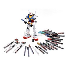 Mr 건담마커 먹선펜 붓펜 지우개 건담 건프라 모형 피규어 자동차 프라모델 세부 부분색칠 패널라인 메탈릭, Mr 건담마커 GM301 블랙 먹선펜, 1개