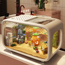 style dr 가정용 수족관어항세트 투명 어항 거북이 어항 수족관 고투명 수족관 미니어항, 1개, 흰색