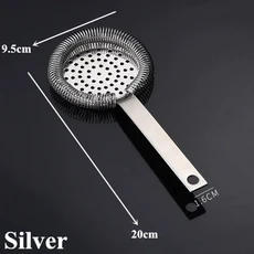 바 스트레이너 스프링 칵테일 스트레이너 스테인레스 스틸 디럭스 스트레이너 바 도구, 기타, 18 Silver