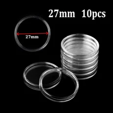 21/23/25/30/32/38/40/45mm 코이닝 캡슐 보관 상자 투명 플라스틱 코이닝 케이스 홀더 보호기 코이닝 캡슐, 13 27mm 10pcs