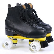 발광 파스텔 컬러 성인용 플래시 인라인 그래피티 바퀴힐, 1개, 블랙마이크로화이버옐로우베이스화이트