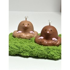 빼꼼 두더지 캔들 미니 감성 향초 귀여운 인테리어 화분 데코 소품, 씨솔트, 찐베이지