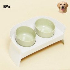 애견 2구식기 그린 그레이 애견밥그릇 플라스틱식기 반려견식기