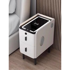 침대옆수납 휴대폰충전기능 테이블 쇼파 스마트폰 슬랩 쇼파탁자 원형 화이트 원목협탁 미니, 16 화이트 삼색등 무선충전 USB 블루투스 스피커, (자체 네 발 장착 필요)