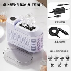 桌上型迷你製冰機 (可攜式), 芋頭紫【標配家用12V電源+車載電源線】
