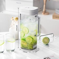 家用大容量耐高溫密封不漏冰箱涼水壺 泡茶, 1個, 白色樹脂冷水壺2陞