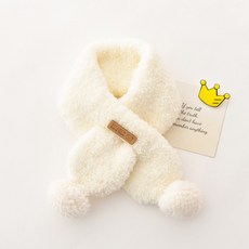 목도리 겨울 보온 머플러 남아 여아 귀여운 쿠션 넥워머, 화이트