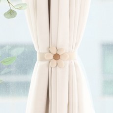 하나드림 플라워 똑딱이 커튼끈 타이백 데이지1송이, 2개, 베이지