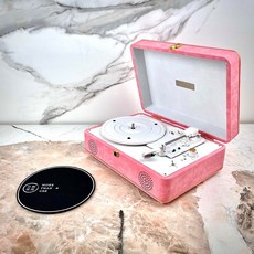Yearsstay 黑膠唱片機 復古手提箱式設計 內建藍芽喇叭, 夢幻粉_最新BETA款, 夢幻粉, T01