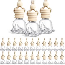 BBTO 50피스 걸이식 자동차 공기 청정기 자동차 디퓨저 병 빈 유리 향수병 방향제 디퓨저 병 펜던트 에센셜 오일 향수 아로마테라피 병 장식품 (실린더), Rose