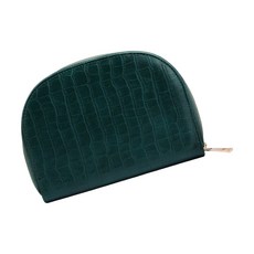 지퍼 포켓과 탄성 슬롯이 있는 다용도 가죽 크로셰 후크 정리함 휴대용 뜨개질 바늘 보관 케이스, Green