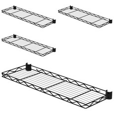 KI WISH 居家生活 黑色側邊置物架 搭配深度60cm鐵架 1英吋鐵管 附黑色夾片, 黑色, 4組