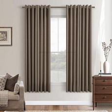 DUKIYO Chocolate Brown 72 Inch Curtains Faux Linen Semi Sheer Light Filtering Privacy Bronze Gromm