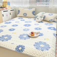 시즌오프 Frokom 5mm 천연 라텍스 여름 냉감 침대 패드 쿨매트 베개커버 세트, 레몬