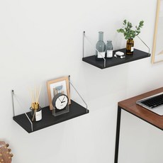 소하임 다용도 벽걸이 선반 2개 세트, 블랙, 1단
