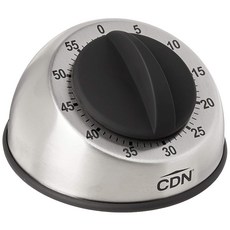 cdn 컴팩트 60분 기계식 타이머-화이트 화이트, Silver, 2.5" Dial