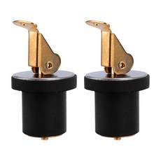 황동 보트 배수 플러그 2개 1cm(3/8인치) 데크 및 Baitwell 미끼 웰 플러그 스냅 핸들 Livewell Live Well 배수 플러그 해양 카약 요트 낚시 보트