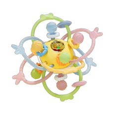 曼哈頓手抓球 寶寶固齒器 矽膠固齒器 嬰幼兒益智咬咬球 手搖鈴 防吃手 嬰兒硅膠可咬牙膠球益智玩具, 彩色, 1套, 固齒器