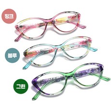 new 시니어 독서전용 여성용 화려한 패턴프레임 패션 안경테 초경량 라운드 패션안경 3컬러, 1개, 핑크