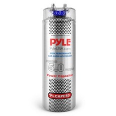 Pyle 5.0 Farad 디지털 파워 커패시터 - 블루 디지털 디스플레이 전압 판독 과전압 보호 장착 하드웨어 DC 12-24V를 갖춘 고성능 자동차 오디오 액세서리 - PL