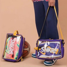 鞋子收納袋 鞋子防塵袋 鞋袋子湖人球鞋收納袋防水防塵運動健身足球籃球鞋包便攜干濕分離旅, 1個, 大號,湖人配色