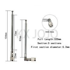 FM 라디오 원격 제어 공중 1pc SMA 남성 텔레스코픽 안테나 교체 104mm 130mm 140mm, SMA 5 04