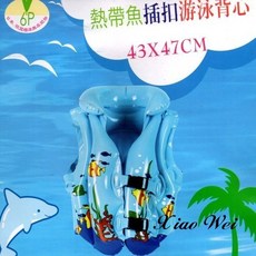 小薇的店 可愛卡通圖案充氣浮力衣 插扣游泳背心 兒童游泳安全裝備 特價199元, 1個, 水藍, 水藍