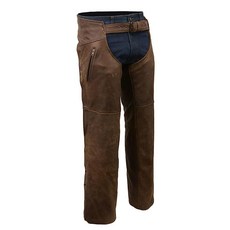 Milwaukee Leather 밀워키 레더 MLM5518 남성용 빈티지 크레이지 호스 브라운 슬래시 포켓 가죽 바지 XL, Large