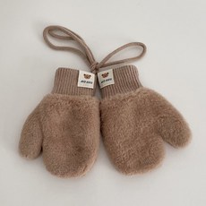 보니타콜렉티드 [3~7세]유아동 곰돌이 기모안감 퍼 벙어리 장갑 아기장갑