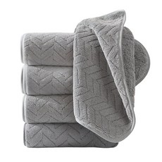 Ahomeone 호텔 수건 코랄플리스 고흡수력 세면타월 먼지없는수건 100g, 라이트 그레이, 5개