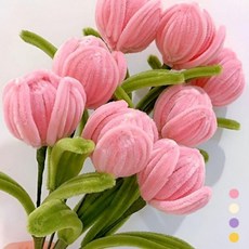 DIY 꽃다발만들기 모루 튤립 꽃 만들기 재료 키트, 1개, 아이보리핑크