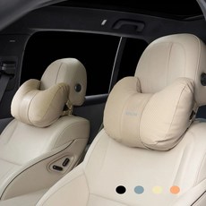 코이체 차량용 크로와상 목쿠션 소프트 가죽 목베개, 2개, 코튼 베이지