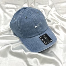 (백화점 정품) 나이키 데님 볼캡 모자 남녀공용 데일리 커플 야구모자 블루 (스포젠 다용도가방 지급)