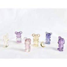 ₍мσσи_нασ ᙏ̤̫͚ 螢石 庫力克熊 手串孔垂直 小熊雕刻件 可愛 療癒 (隨機出貨）