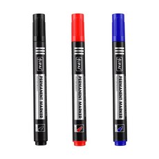 네임펜 펜 미세 포인트 방수 잉크 조잡펜촉 검정 파랑 빨강 1.5mm 파컬러 마커 세트 당 3 개 6, [01] 3 Pcs Mix Color Set
