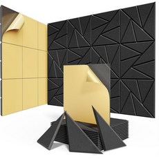 자체 접착 기능이 있는 8팩 음향 패널 12인치 X 0.4인치 방음 폼 고밀도 홈 스튜디오 오피스용 벽 - 블랙, 8 Pack 0.4 Inch, Black