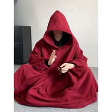 겨울 명상 망토 참선 극지 플리스 벨벳 두꺼운 승복 재가 자홍색 M