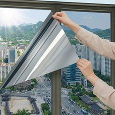 앞날창창 물로 붙이는 창문 사생활 보호필름 햇빛 가리개 시트지, 실버