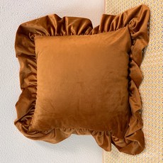 고급 벨벳 프릴 쿠션 커버 다채로운 색상 인테리어 장식용 쿠션, 43*43cm 베개 커버, 오렌지