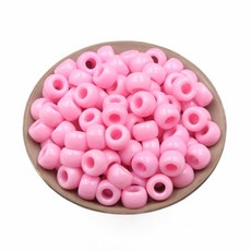 밝은 멀티컬러 원형 아크릴 비즈 지름 9mm 구멍 3.5mm, 핑크, 115개