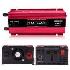 차량용 파워 인버터 LCD 디스플레이 500W 1000W 2000W DC 12V/24V to AC 220V USB 충전기 미국 플매트 카펫 러그 휴대용 차량 전압 변환기, [11] black 500W12V