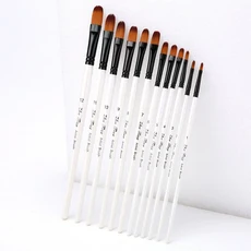 12개 아티스트 페인트 브러쉬 세트 유화 아크릴 플랫 팁 키트 나일론 수채화 그림용, 1개