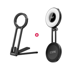 울란지 맥세이프 LED 미니조명 + 맥세이프 스마트폰 삼각대 브이로그 셀카 키트 (LM19+MA30), 블랙, 1개