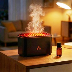THOUSTA 벽난로식 무드등 무소음 미니 가정용 탁상용 초음파 가습기, 블랙, X02-2