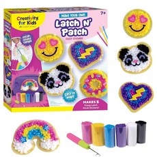 Creativity for Kids Make Your Own Latch N' Patch 퍼지 스티커 키트 | 5개의 DIY 실 패치 조립 트림 및 장식 | 지저분해지지 않는