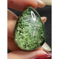 綠幽靈裸石 水滴造型天然水晶擺件, 詳見包裝