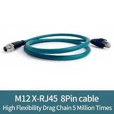 산업용 M12 X-인코딩 8핀 - RJ45 기가비트 이더넷 케이블 10Gbps | CNC 기계 데이터 전송용 차폐 유연한, 02 Blue