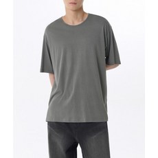 MUSINSA STANDARD 릴렉스드 라이트웨이트 CR 스쿱 넥 티셔츠 [카키 그레이] 252815