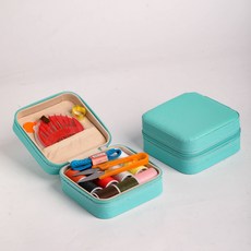 針線套裝 針線盒 家用 縫補 手縫線工具 學生宿舍 便攜式 小型針線套盒, 11色線+6件縫紉工具【淡綠色】, 1個